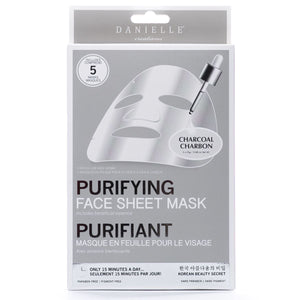 Package containing five charcoal sheet face masks