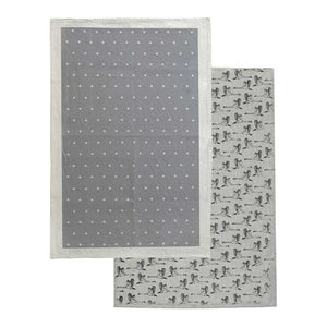 Set of two tea towels with flying geese design and grey and white spot design