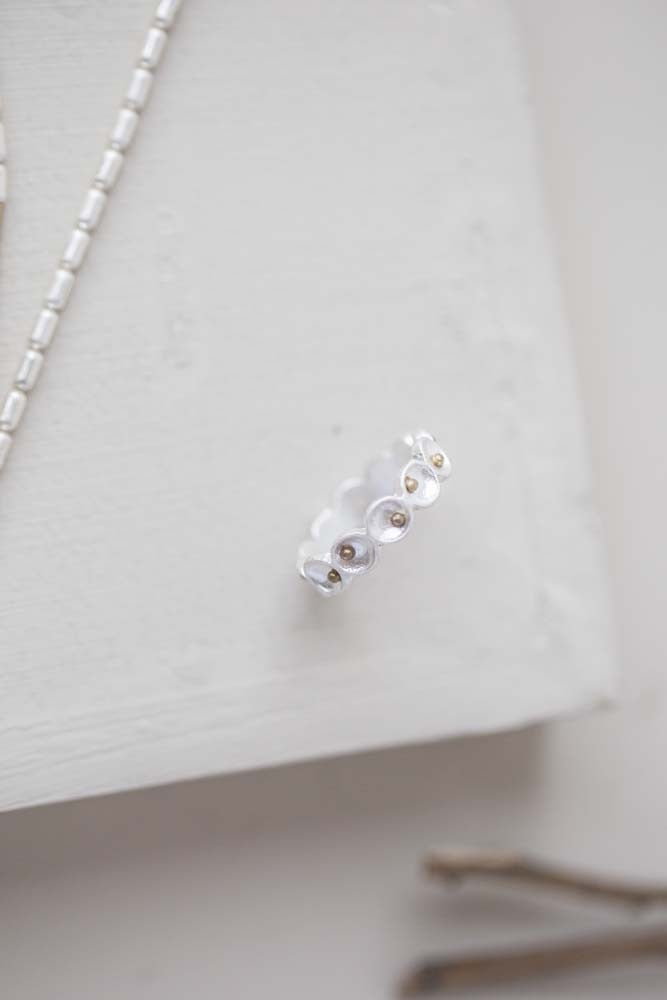 Disc Dotted Antique Silver Ring