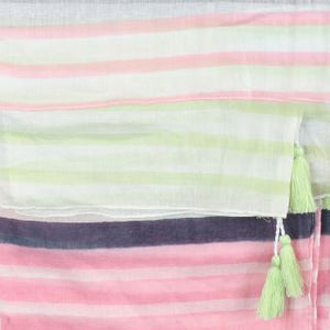 Pink, Grey And Mint Tassel Scarf