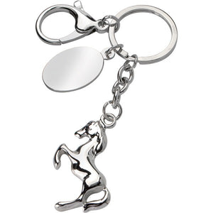 Silver horse keyring with engravable disc